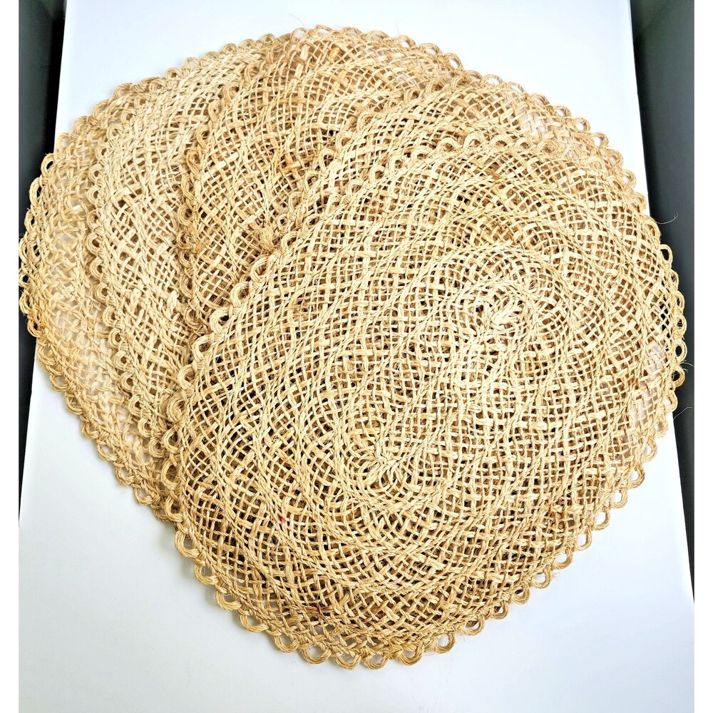BOHO Placemats MCM DECOR TABLE MAT Wicker Natural Straw Rattan Vintage Set of 5